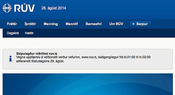 Vefur RÚV átti að vera óaðgengilegur í nótt