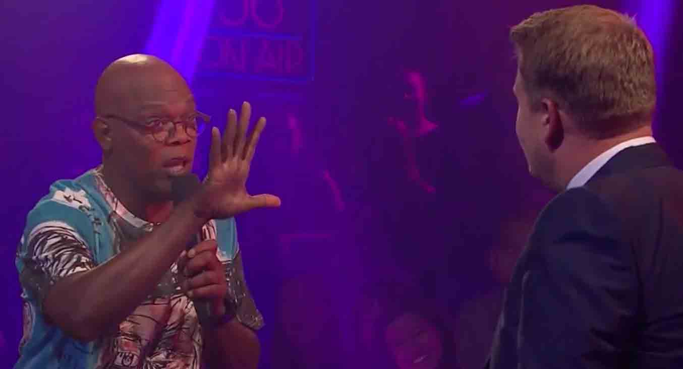 Myndband: Sjáðu James Corden og Samuel L. Jackson keppa í rímnastríði