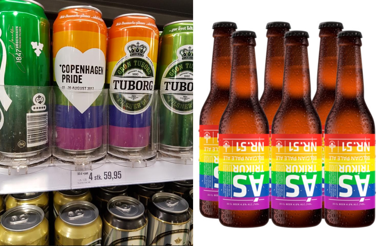 Tuborg með kunnuglegar bjórumbúðir á Gay-pride í Kaupmannahöfn