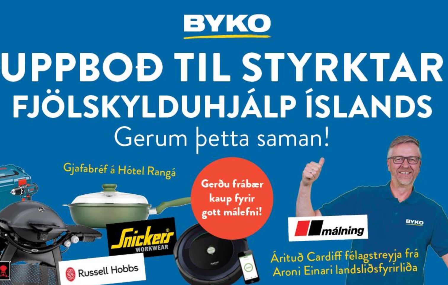 BYKO heldur uppboð til styrkar Fjölskylduhjálp Íslands - Árituð treyja frá Aroni Einari!