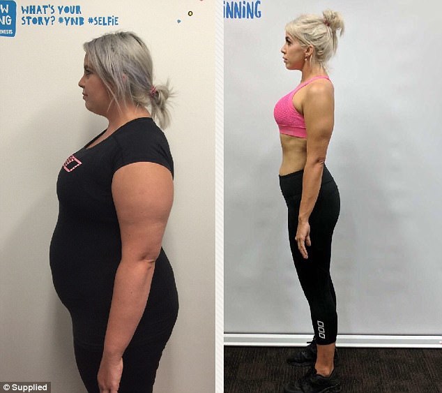 In order to lose the weight, Ms Pettigrew set herself many goals - these included to walk 10,000 steps a day and to give up sugar and cigarettes (pictured before and after)