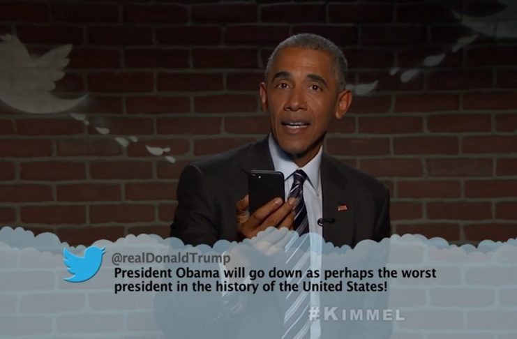 Obama les upp niðrandi tíst hjá Jimmy Kimmel