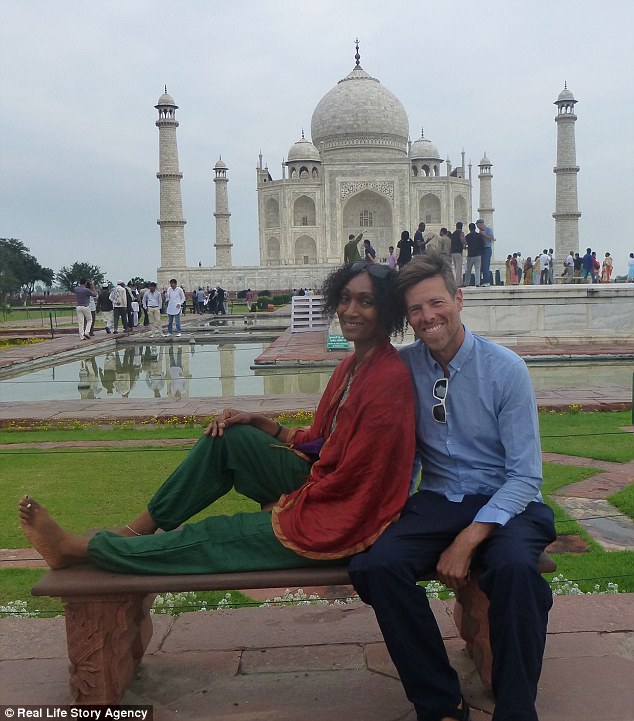 His current partner Suzanne Worrica (pictured with Stuart at the Taj Mahal, India) has to take over the washing up and other household chores to preserve her boyfriend's hands 