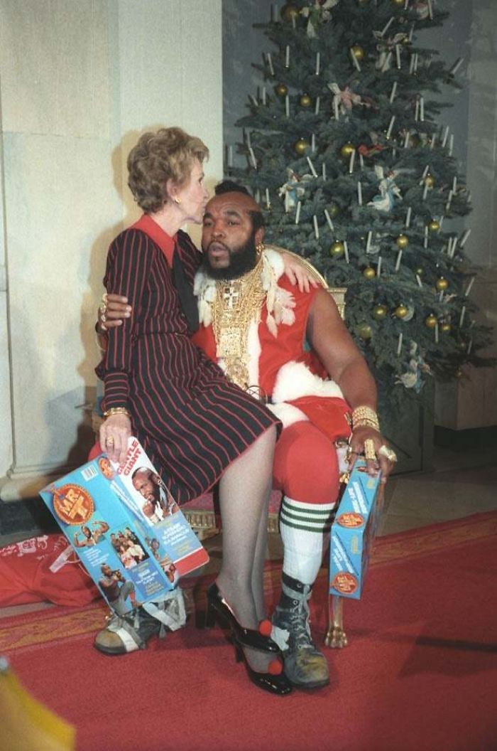 Nancy Reagan Sitting On Mr. T's Lap